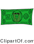 Illustration of a Cartoon Admission Ticket Mascot on a Dollar Bill by Mascot Junction