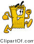 Illustration of a Cartoon Admission Ticket Mascot Running by Mascot Junction