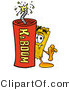 Illustration of a Cartoon Admission Ticket Mascot Standing with a Lit Stick of Dynamite by Mascot Junction