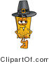 Illustration of a Cartoon Admission Ticket Mascot Wearing a Pilgrim Hat on Thanksgiving by Mascot Junction