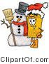 Illustration of a Cartoon Admission Ticket Mascot with a Snowman on Christmas by Mascot Junction