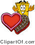 Illustration of a Cartoon Admission Ticket Mascot with an Open Box of Valentines Day Chocolate Candies by Mascot Junction