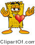 Illustration of a Cartoon Admission Ticket Mascot with His Heart Beating out of His Chest by Mascot Junction