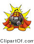 Illustration of a Cartoon Billiard 8 Ball Masco Dressed As a Super Hero by Mascot Junction