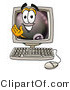 Illustration of a Cartoon Billiard 8 Ball Masco Waving from Inside a Computer Screen by Mascot Junction