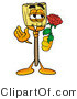 Illustration of a Cartoon Broom Mascot Holding a Red Rose on Valentines Day by Mascot Junction