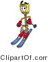 Illustration of a Cartoon Broom Mascot Skiing Downhill by Mascot Junction