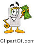 Illustration of a Cartoon Calculator Mascot Holding a Dollar Bill by Mascot Junction