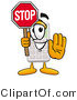 Illustration of a Cartoon Calculator Mascot Holding a Stop Sign by Mascot Junction