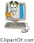 Illustration of a Cartoon Calculator Mascot Waving from Inside a Computer Screen by Mascot Junction