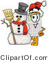 Illustration of a Cartoon Calculator Mascot with a Snowman on Christmas by Mascot Junction