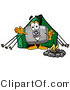 Illustration of a Cartoon Camera Mascot Camping with a Tent and Fire by Mascot Junction