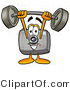 Illustration of a Cartoon Camera Mascot Holding a Heavy Barbell Above His Head by Mascot Junction