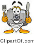 Illustration of a Cartoon Camera Mascot Holding a Knife and Fork by Mascot Junction