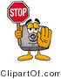 Illustration of a Cartoon Camera Mascot Holding a Stop Sign by Mascot Junction