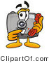 Illustration of a Cartoon Camera Mascot Holding a Telephone by Mascot Junction