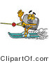 Illustration of a Cartoon Camera Mascot Waving While Water Skiing by Mascot Junction