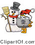 Illustration of a Cartoon Camera Mascot with a Snowman on Christmas by Mascot Junction