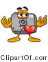 Illustration of a Cartoon Camera Mascot with His Heart Beating out of His Chest by Mascot Junction