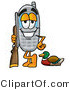 Illustration of a Cartoon Cellphone Mascot Duck Hunting, Standing with a Rifle and Duck by Mascot Junction