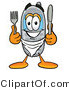 Illustration of a Cartoon Cellphone Mascot Holding a Knife and Fork by Mascot Junction