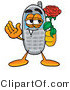 Illustration of a Cartoon Cellphone Mascot Holding a Red Rose on Valentines Day by Mascot Junction