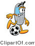 Illustration of a Cartoon Cellphone Mascot Kicking a Soccer Ball by Mascot Junction