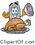 Illustration of a Cartoon Cellphone Mascot Serving a Thanksgiving Turkey on a Platter by Mascot Junction