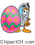 Illustration of a Cartoon Cellphone Mascot Standing Beside an Easter Egg by Mascot Junction