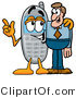 Illustration of a Cartoon Cellphone Mascot Talking to a Business Man by Mascot Junction