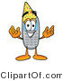 Illustration of a Cartoon Cellphone Mascot Wearing a Birthday Party Hat by Mascot Junction