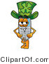 Illustration of a Cartoon Cellphone Mascot Wearing a Saint Patricks Day Hat with a Clover on It by Mascot Junction