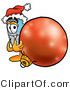 Illustration of a Cartoon Cellphone Mascot Wearing a Santa Hat, Standing with a Christmas Bauble by Mascot Junction