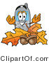 Illustration of a Cartoon Cellphone Mascot with Autumn Leaves and Acorns in the Fall by Mascot Junction