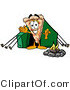 Illustration of a Cartoon Cheese Pizza Mascot Camping with a Tent and Fire by Mascot Junction