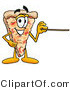 Illustration of a Cartoon Cheese Pizza Mascot Holding a Pointer Stick by Mascot Junction