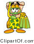 Illustration of a Cartoon Cheese Pizza Mascot in Green and Yellow Snorkel Gear by Mascot Junction