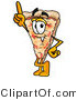 Illustration of a Cartoon Cheese Pizza Mascot Pointing Upwards by Mascot Junction