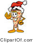 Illustration of a Cartoon Cheese Pizza Mascot Wearing a Santa Hat and Waving by Mascot Junction