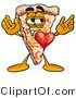 Illustration of a Cartoon Cheese Pizza Mascot with His Heart Beating out of His Chest by Mascot Junction