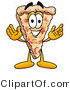 Illustration of a Cartoon Cheese Pizza Mascot with Welcoming Open Arms by Mascot Junction