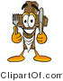 Illustration of a Cartoon Christian Cross Mascot Holding a Knife and Fork by Mascot Junction