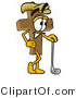 Illustration of a Cartoon Christian Cross Mascot Leaning on a Golf Club While Golfing by Mascot Junction