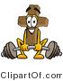 Illustration of a Cartoon Christian Cross Mascot Lifting a Heavy Barbell by Mascot Junction