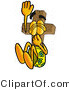 Illustration of a Cartoon Christian Cross Mascot Plugging His Nose While Jumping into Water by Mascot Junction