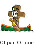 Illustration of a Cartoon Christian Cross Mascot Rowing a Boat by Mascot Junction