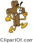 Illustration of a Cartoon Christian Cross Mascot Running by Mascot Junction