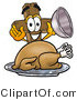 Illustration of a Cartoon Christian Cross Mascot Serving a Thanksgiving Turkey on a Platter by Mascot Junction