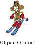 Illustration of a Cartoon Christian Cross Mascot Skiing Downhill by Mascot Junction