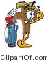 Illustration of a Cartoon Christian Cross Mascot Swinging His Golf Club While Golfing by Mascot Junction